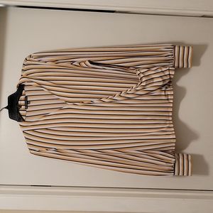 Adrianna Papell, L, Cream with stripes in yellow and black